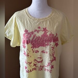 Recycled Karma Yellow Short-Sleeve Tee with Pink Blondie Graphic